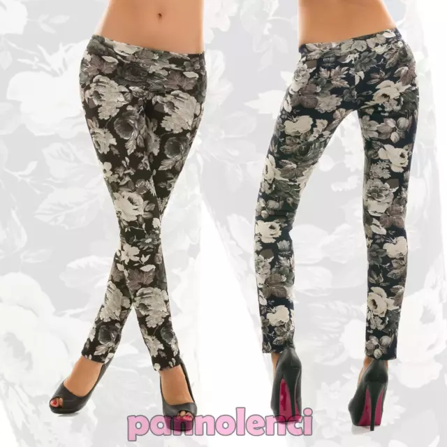 Leggings leggins pantaloni donna fantasia floreale moda nuovi AS-5208