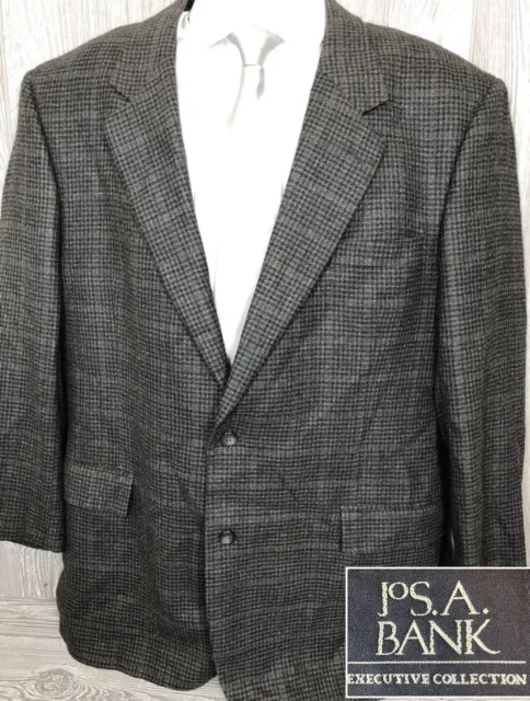 JOS A BANK Executive Collection Grey Houndstooth Wool Sport Coat 48 ...