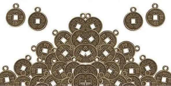 200 Antique'd Brass COIN Charms 10mm plus loop ~ Oriental / STeAmPuNk ~ Drops !