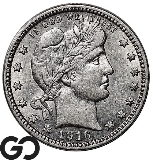 1916-D Barber Quarter, Choice AU+ Final Year Issue ** Free Shipping!