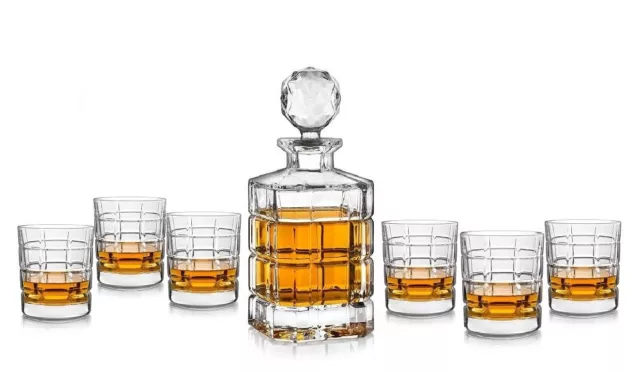 Whisky Set, Karaffe mit 6 Gläser, LED Bleikristall, Serie Timesquare, Neu & OVP
