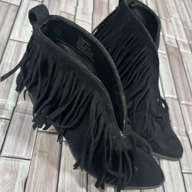 COCONUTS Matisse Womens 8.5 Black Suede Leather Ankle Boots Heels Fringe Western