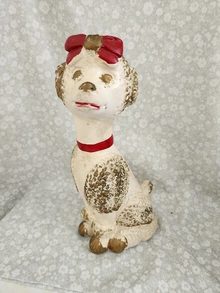 Vintage  *CHALKWARE POODLE FIGURINE* Midcentury Modern MCM