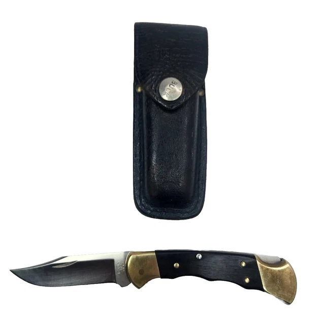 Buck 112 Finger Groove Folding Knife with Sheath 1987