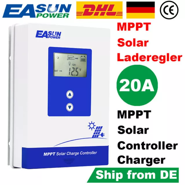 DE Solar Laderegler MPPT 20A Charger für 24V Akku LifePo4 Batterie PV Solarpanel