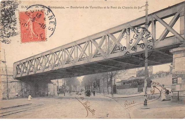 92.AM19215.Suresnes.Boulevard de Versailles et le pont de chemin de fer