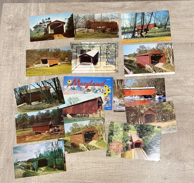 17 Postcards of Maryland Covered Bridges