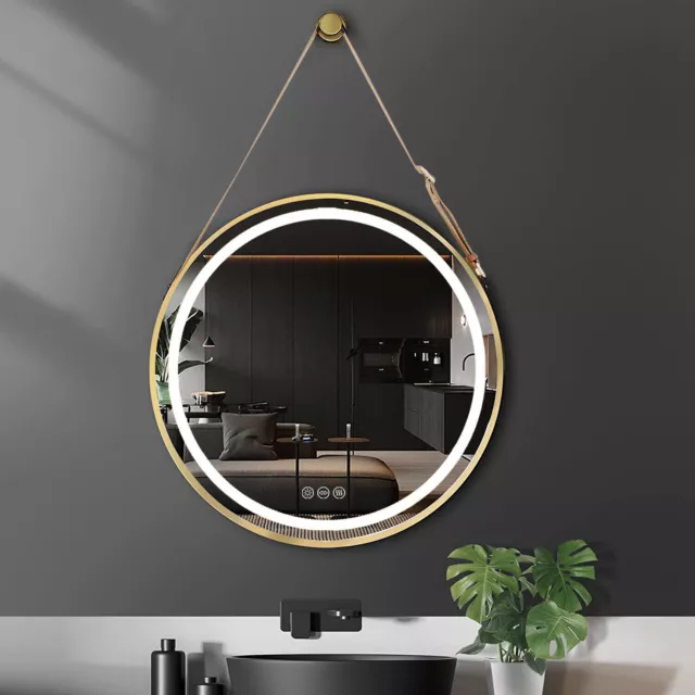 Luxuy LED Illuminated Bathroom Mirror Touch Wide Range Anti-fog Black Gold Frame