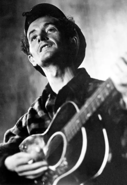 Woody Guthrie Poster, Playing Guitar, This Machine Kills Fascists