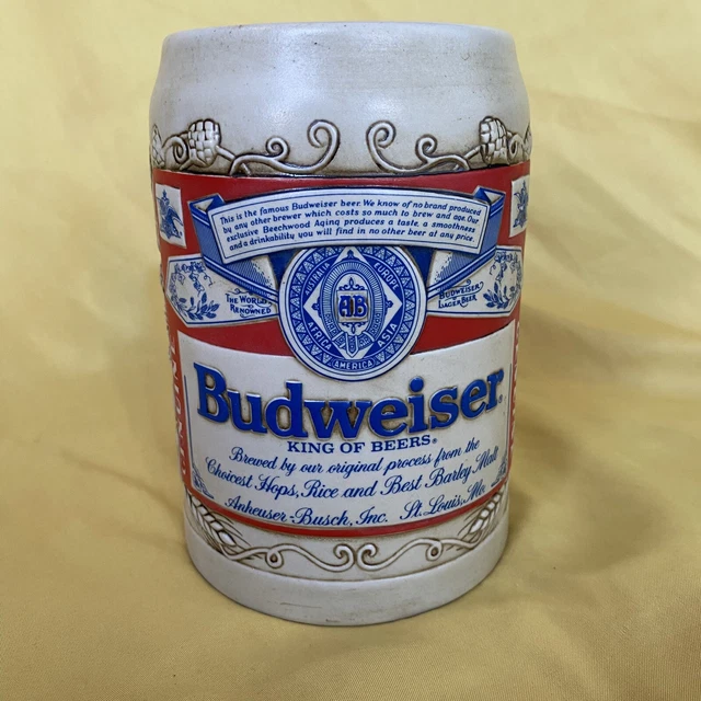 VINTAGE BUDWEISER KING of Beers Ceramarte Mug Stein Glass Brazil 5.5