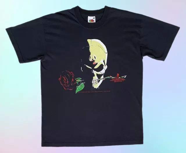 Vintage 1988 Alchemy 'Imagine' Skull Rose T-Shirt Black Medium - P2P: 20.25”