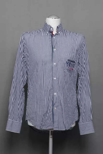 Paul & Shark Casual Shirt M Blue White Striped Long Sleeve Button-Down E107