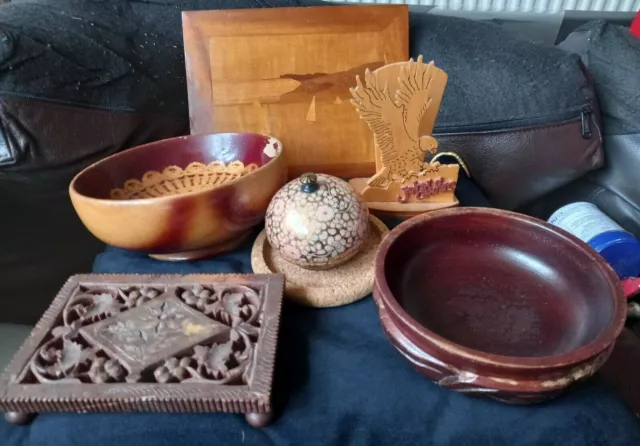 Job lot of wooden items in various conditions-see pictures.