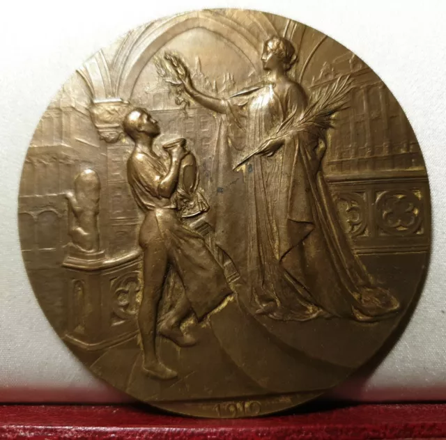 1910 UNIVERSAL BELGIUM EXPOSITION MEDAL BRUSSELS HORSE 71mm by Devreese