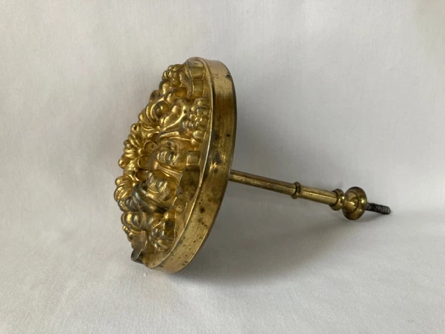 5" Antique Brass Gilt 19th Century Victorian Rosette Curtain Tie Back Hardware 2