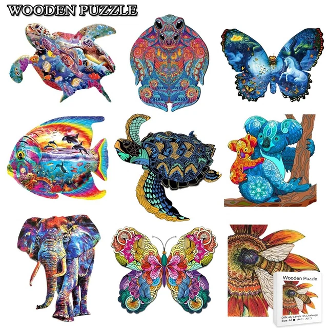colorful Wooden Animal Jigsaw Puzzles koala turtle elephant fish gift present