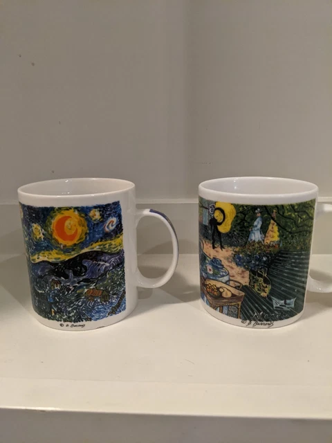 Lot of 2 Chaluer Coffee Mugs - Van Gogh "Sunflowers" & Monet