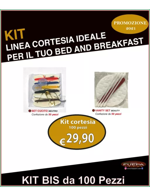 Set Cortesia Kit 100 Pz Set Vanity + Set Cucito Per Hotel B&B