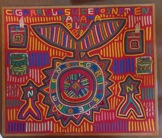 1962 Mounted Smoking Mola by the Kuna Indians of the San Blas Islands RARE Style
