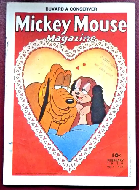 Buvard - Mickey Mouse Magazine - Walt Dysney - Illustrateur - February 1939 -