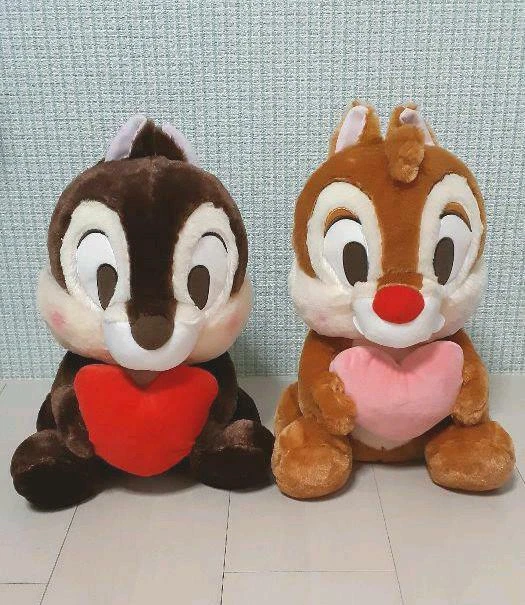 DISNEY CHIP & Dale Red Cheeks Mega Jumbo Heart Fluffy Plush Doll Toy 2