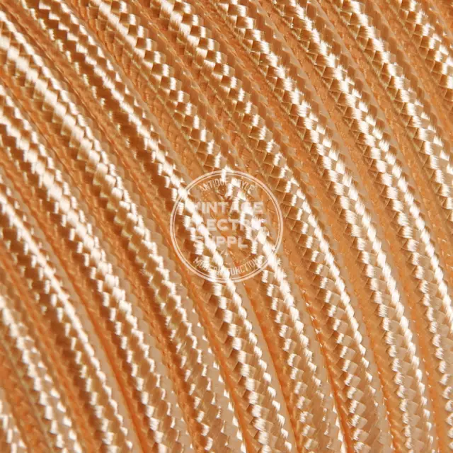 50ft Polished Copper Cloth Covered Electrical Wire - Braided Rayon Fabric Wire