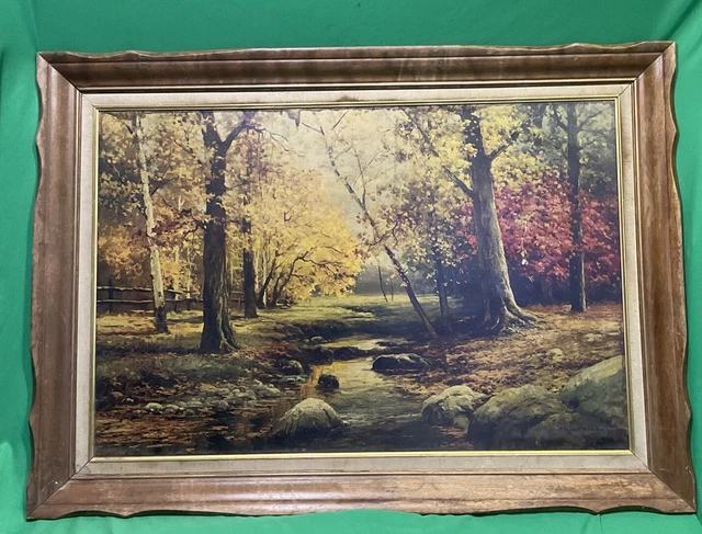 Vintage Landscape“Autumn” Print by Robert Wood- In Wooden Frame 30.5” X 42.5”.