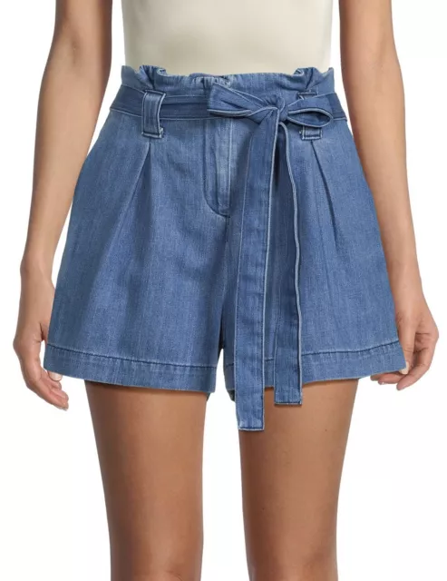 L’agence Hillary Paperbag High Waist Denim Shorts Sz 28 Blue NWT