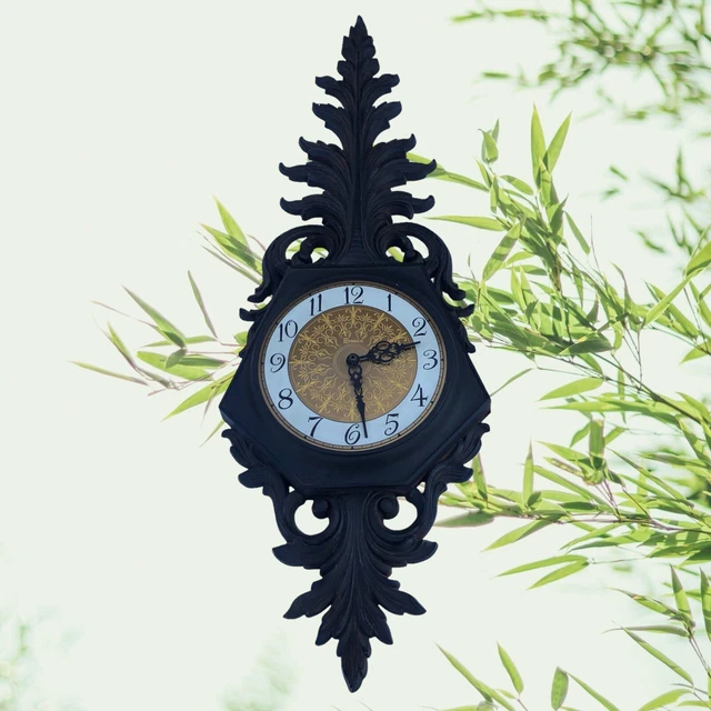 VINTAGE SYROCO DECORATIVE Wall Clock Dark Brown With Gold Face Battery