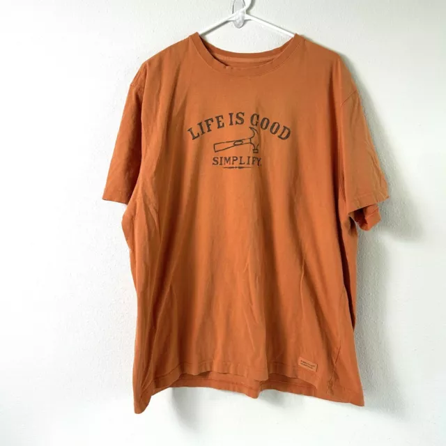 Life is Good Classic Fit T Shirt Mens Size XL Orange Hammer Tools Simplify Tee