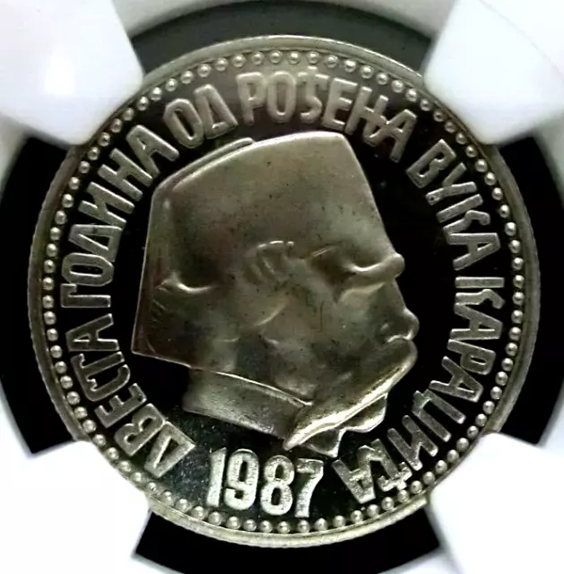 NGC PF67 Ultra Cameo-Yugoslavia 1987 Karajich 100 Dinara Super GEM Proof Scarce