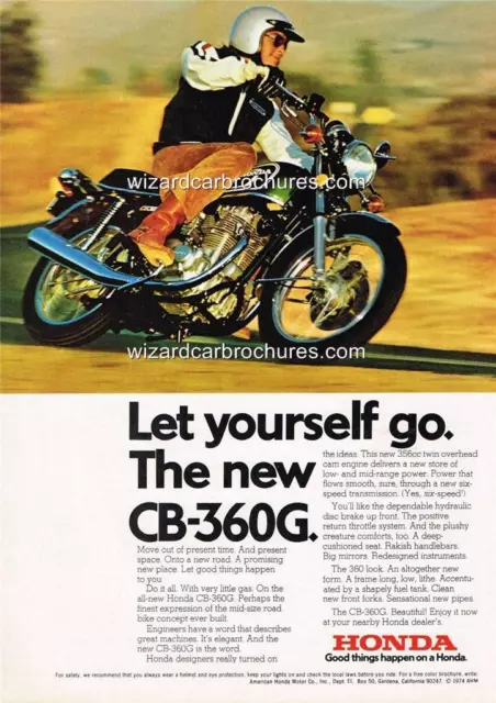 1974 Honda Cb 360G Twin Usa Motorcycle A3 Poster Ad Advert Advertisement