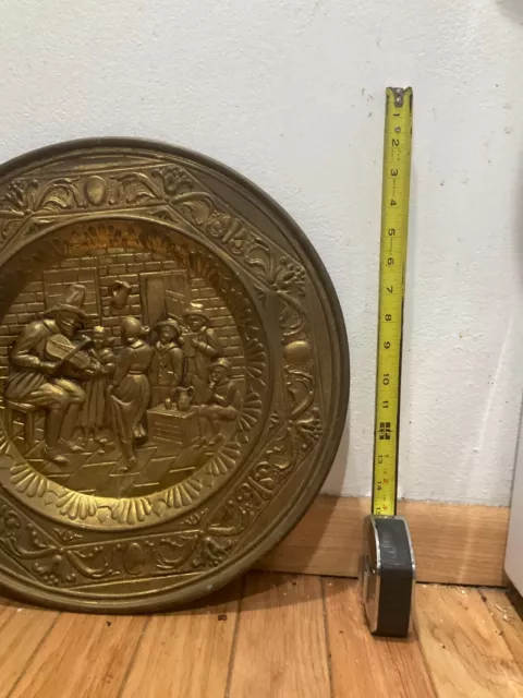 Antique 19th Century Metalwork Brass  Bronze Fox Hound Wall Hang  large Plate 3