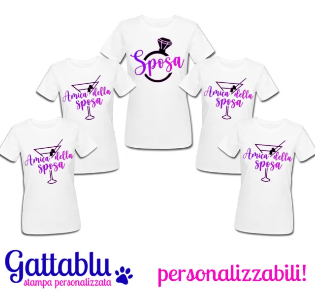 Pacchetto 5 t-shirt Addio Nubilato, Sposa e 4 amiche, Sposa e Amica della sposa!