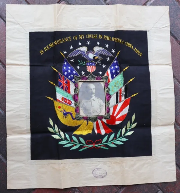 Early 20th Century US Army Remembrance Silk Banner
