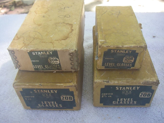 4 Partial boxs Stanley Level Glasses 208 11/4" 11/2" 2 1/2" 3" Plane Parts