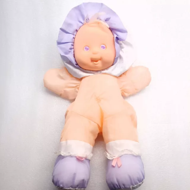 Vintage Fisher Price Puffalump Kids Baby Doll Plush purple eyes bonnet NO DRESS