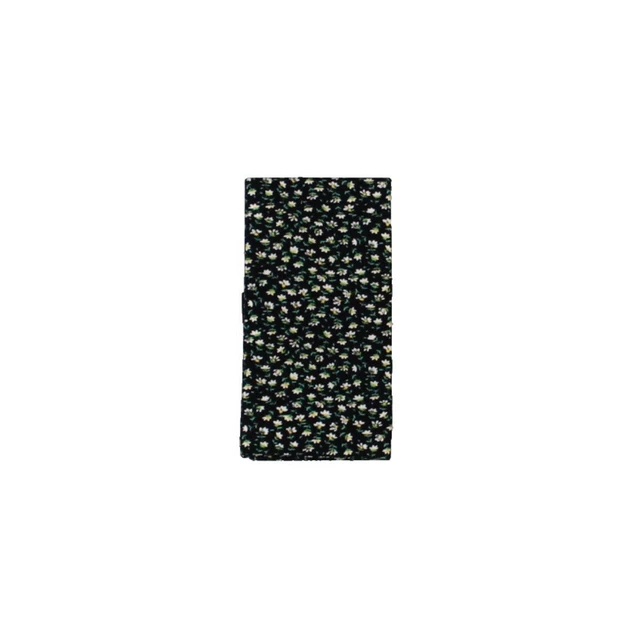 Designer Mens Black Cotton Floral Handkerchief Pocket Square O/S  8246