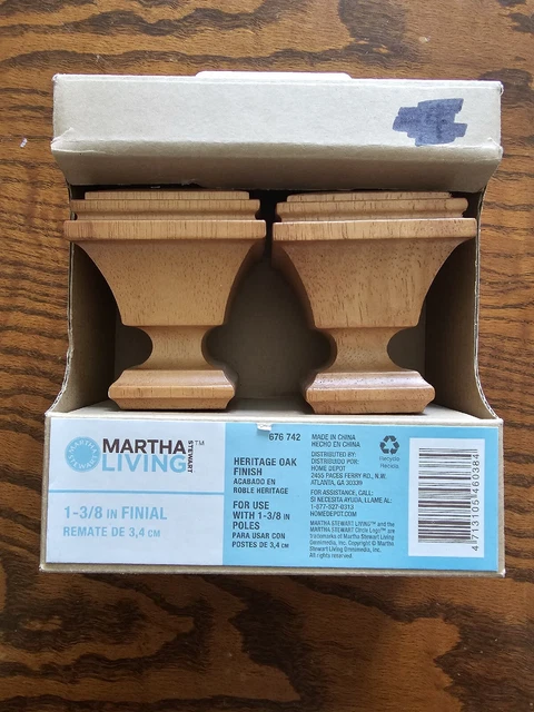 Martha Stewart Living 1 3/8" Finial Heritage Oak Finish NEW In Package 676 742