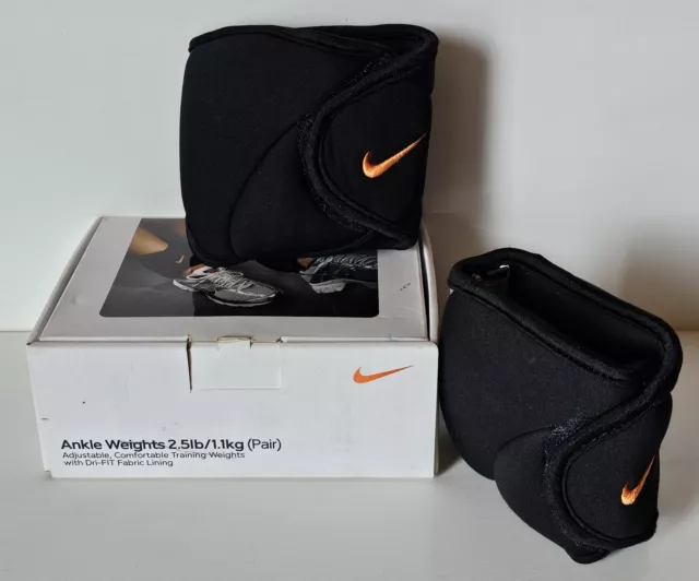 Nike Ankle Weights 2.5lb/1.1kg Each In Box Dri-Fit Fabric Black Pre-Owned