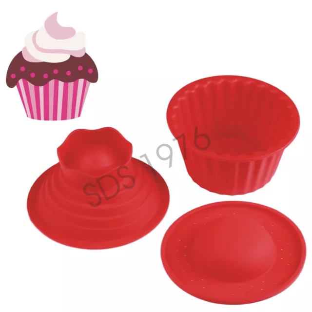 Silicone Mould 3Pc Giant Jumbo Birthday Cupcake Bake Baking Mega Bigtop Cup Cake