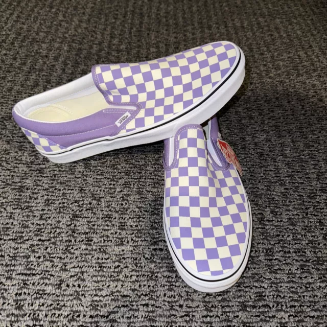 VANS Classic Slip-On Purple/White Checkerboard Shoes,All sizes New With Box