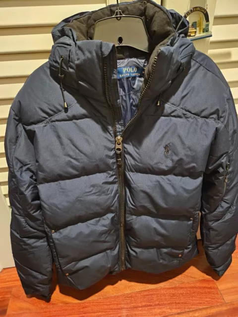 Polo Ralph Lauren Gorham Down Jacket Puffer Coat Navy Water Repel Medium NWT