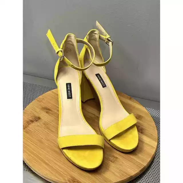 Nine West “Zadie” Strappy Heel Sandal Womens size 10 Yellow Block Heel 2