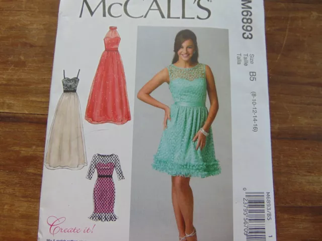 OOP MCCALLS 6893 Dress Party Formal Gown Sewing Pattern Misses Size 8 to 16  $7.99 - PicClick