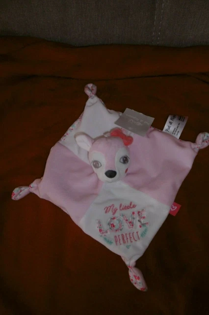 Doudou PLAT PAT & RIPATON FAON ROSE BLANC FLEUR MY LITTLE LOVE PERFECT