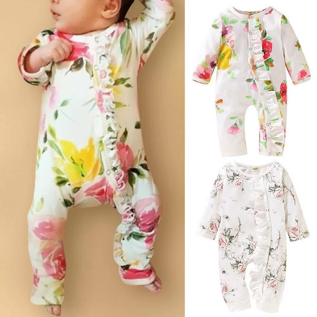 Newborn Infant Baby Girl Floral Bodysuit Romper Jumpsuit Summer Outfits Clothes