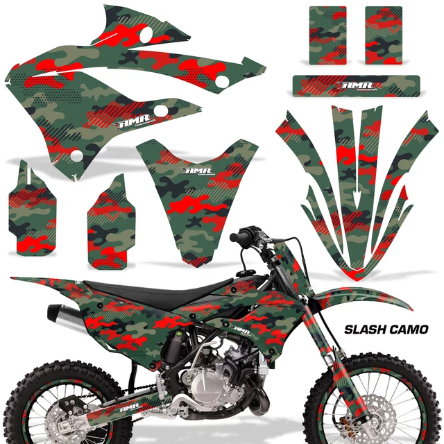 Dirt Bike Adesivi Grafiche W# Per Kawasaki KX85 & KX112- 22 -a SCamo Rosso