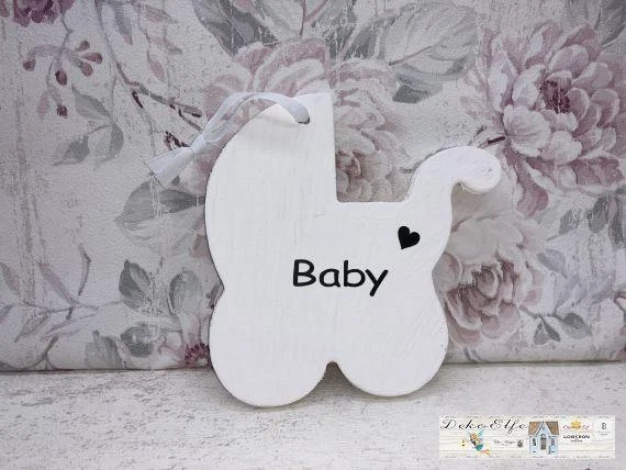 Op De Maalzolder Poussette Pour Accrocher Cadeau pour la Naissance Bébé Blanc