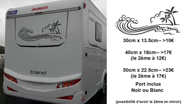 Sticker  pour Camping Car  --  Plage  Palmiers  -- 3 Tailles --